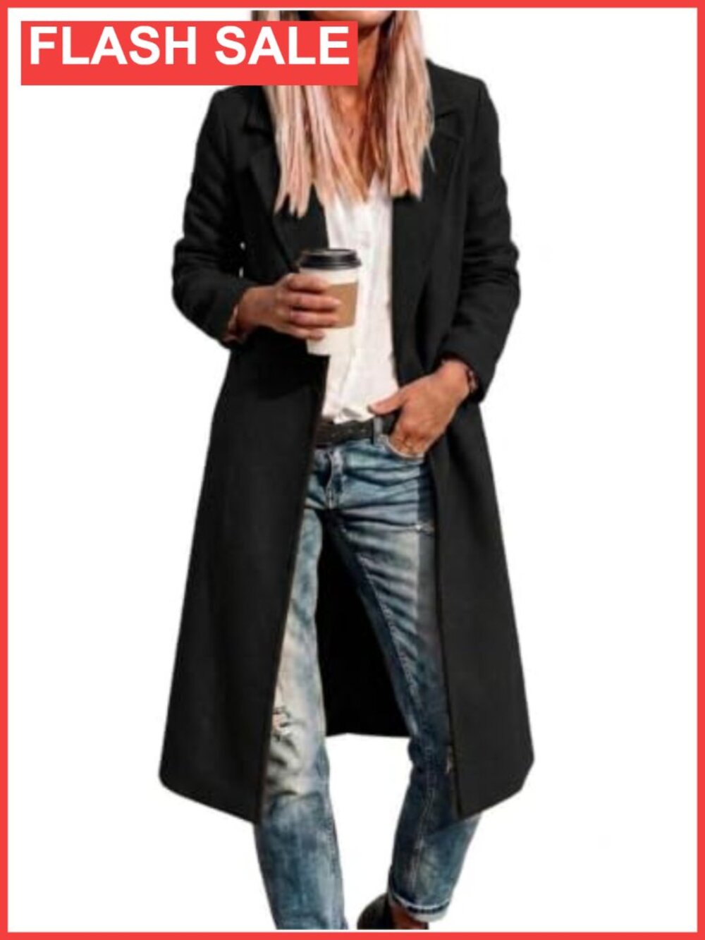 Long Wool Coat Button Front Peacoat Women's Winter Fall